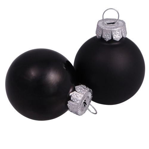 Bolas navideñas negras cristal mini mate brillo Ø3cm 22uds