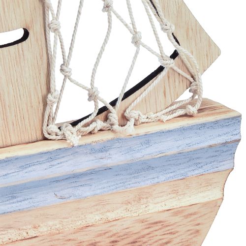 Artículo Soporte decorativo velero madera natural azul claro 25,5×16,5cm 3 piezas