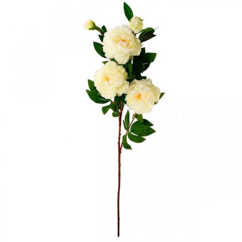 Artículo Flor de seda peonía artificial blanco crema 135cm