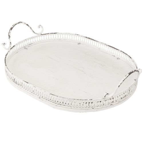 Artículo Bandeja Shabby Chic ovalada con asas blanca 36/45cm juego de 2 piezas