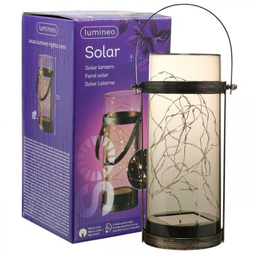 Artículo Lámpara solar, tubo de luz para decoración, farol de jardín LED blanco cálido H25cm