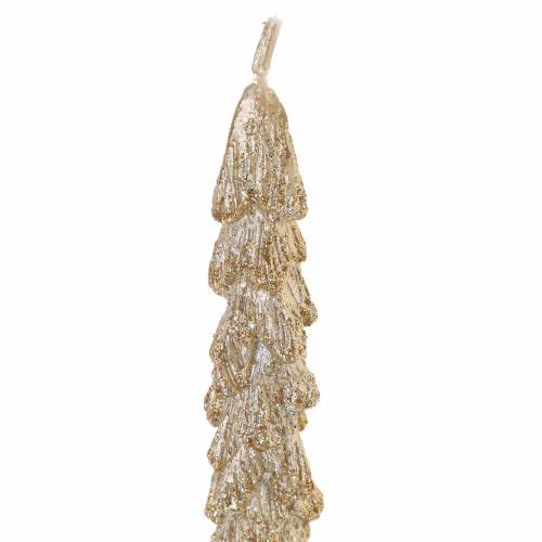 Floristik24 Velas cónicas abeto dorado metálico 30 mm × 260 mm 2 piezas