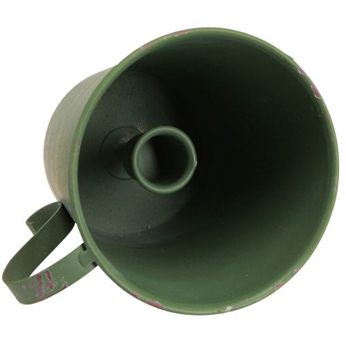 Artículo Portavelas cónico copa vintage decorativo metal verde Ø11cm H11cm