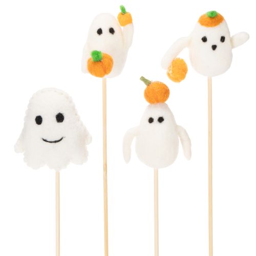 Artículo Figuras de fantasmas en palitos de madera, decoración de Halloween, 54 cm, 8 piezas
