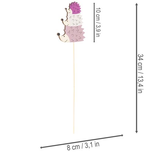 Artículo Estacas decorativas para jardín - Familia de erizos coloridos - 34 cm, 12 piezas
