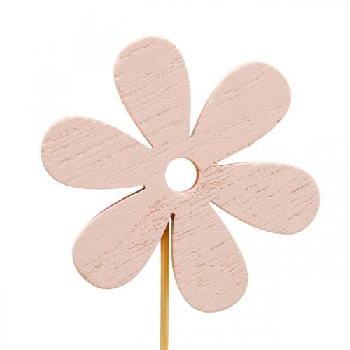 Artículo Tapón de flores tapón decorativo de madera flor de color 6,5cm 12uds