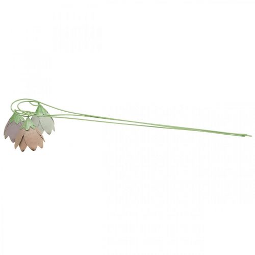 Floristik24 Estacas de jardín flores decorativas de metal rosa violeta blanco L58cm 3pcs