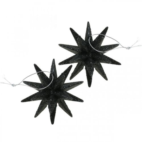 Artículo Estrellas decorativas navideñas para colgar negras Ø7,5cm 8 piezas