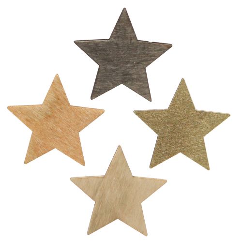 Floristik24 Estrellas para esparcir decoración de madera Navidad Ø4cm 72 piezas