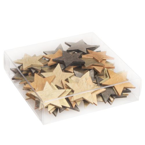 Artículo Estrellas para esparcir decoración de madera Navidad Ø4cm 72 piezas