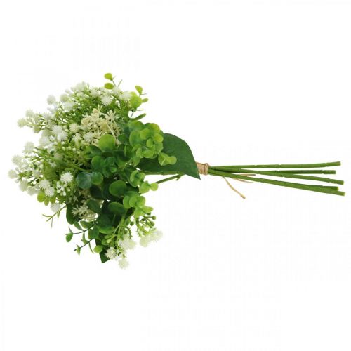 Artículo Ramo decorativo Flores artificiales Ramo Flores artificiales Verde Blanco L36cm