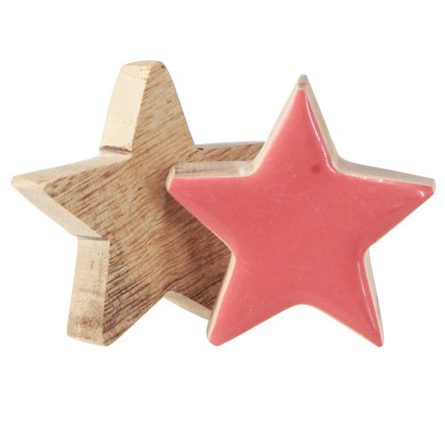 Artículo Decoración dispersa estrellas de madera estrellas madera de mango amarillo albaricoque 5cm 12 piezas