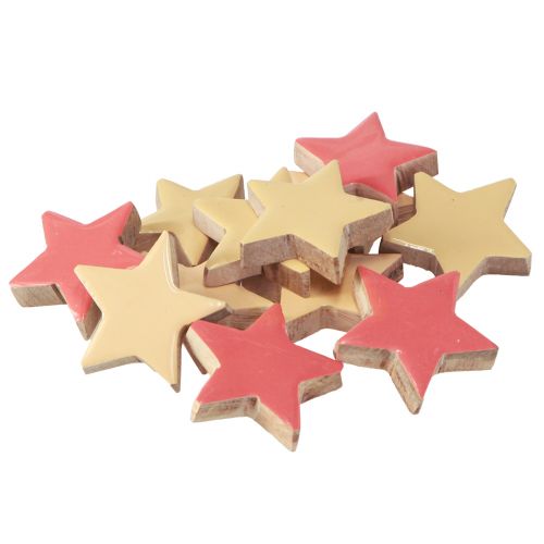 Artículo Decoración dispersa estrellas de madera estrellas madera de mango amarillo albaricoque 5cm 12 piezas