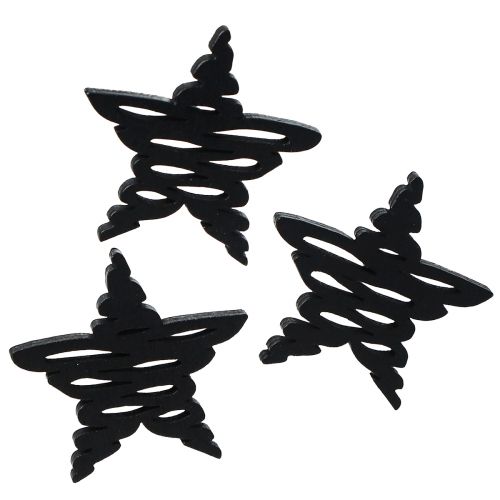 Floristik24 Decoración dispersa estrellas negras madera navideña Ø4cm 72 piezas