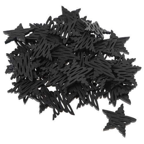 Artículo Decoración dispersa estrellas negras madera navideña Ø4cm 72 piezas