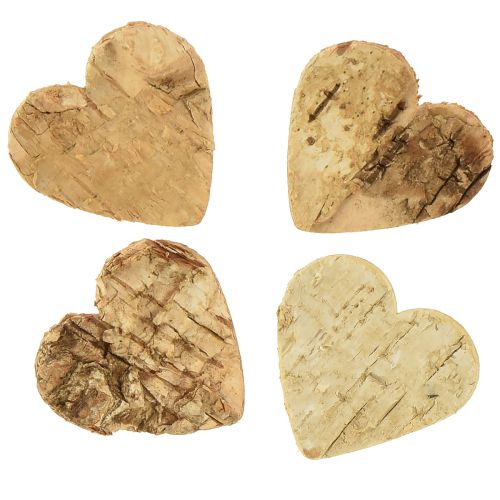 Floristik24 Decoración dispersa corazón de madera corazones de madera corteza de abedul 4cm 60ud