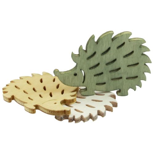 Artículo Decoración dispersa decoración de erizo de madera verde marrón blanco 4x3cm 72 piezas