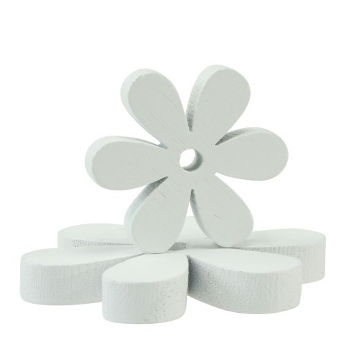 Artículo Decoración dispersa decoración de mesa de madera flores blancas Ø2cm–6cm 20ud