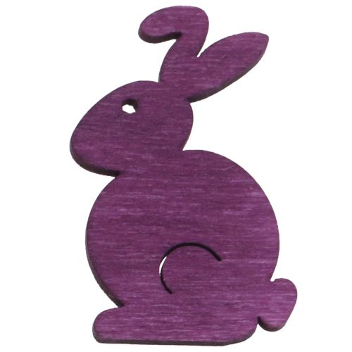 Artículo Decoración dispersa conejitos de madera de Pascua sentados de colores 2,5 cm x 4 cm 72 piezas