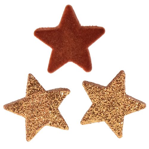 Floristik24 Decoración dispersa Estrellas navideñas marrón/naranja Ø4/5cm 40 piezas