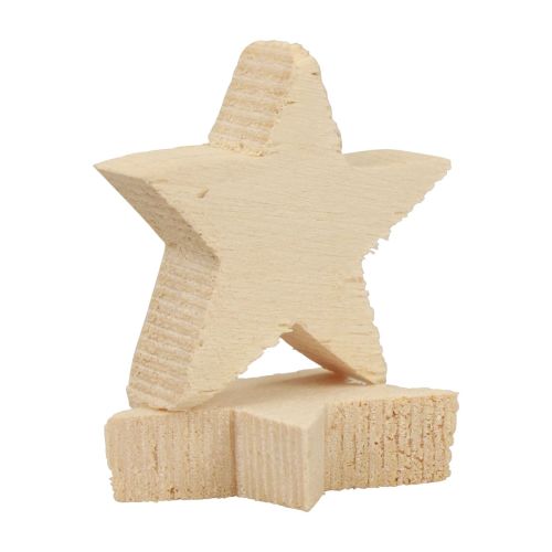 Artículo Decoración dispersa Estrellas navideñas Estrellas de madera natural Ø4cm 24 piezas