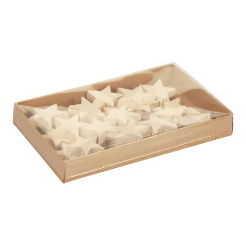 Artículo Decoración dispersa Estrellas navideñas Estrellas de madera natural Ø4cm 24 piezas