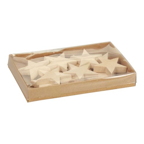 Artículo Decoración dispersa Estrellas navideñas Estrellas de madera natural Ø5,5cm 12 piezas