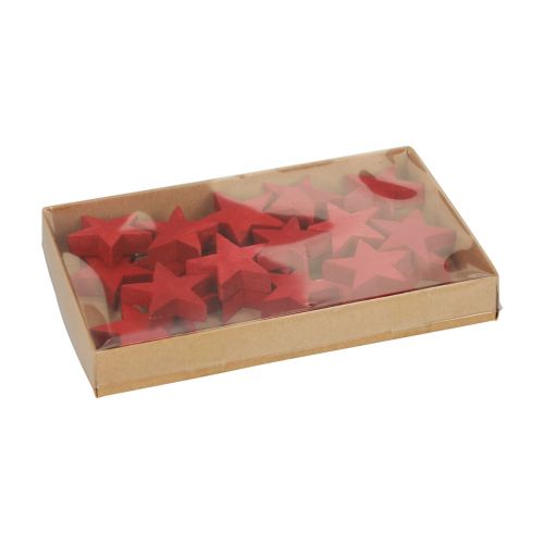 Artículo Decoración dispersa Estrellas navideñas estrellas rojas de madera Ø4cm 24 piezas