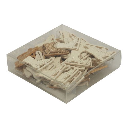 Artículo Decoración dispersa decoración de invierno patín de hielo de madera brillo 4x3,5 cm 72 piezas