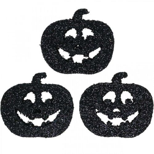 Floristik24 Decoración dispersa Decoración de calabaza de Halloween 4 cm negro, purpurina 72 piezas