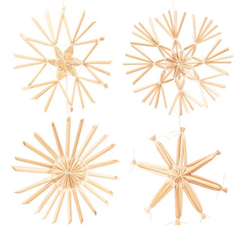 Adornos para árboles de Navidad con estrellas de paja Ø10-11cm 12 piezas