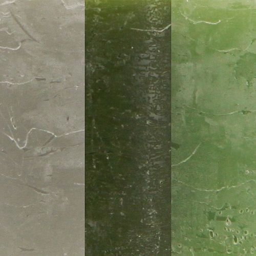 Artículo Velas de pilar 3 colores verde varios tamaños 12 piezas