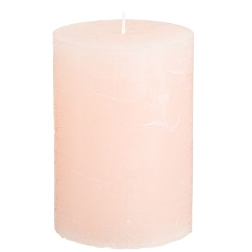 Floristik24 Stumpen velas rosas rosa claro liso 70×100mm 4 piezas