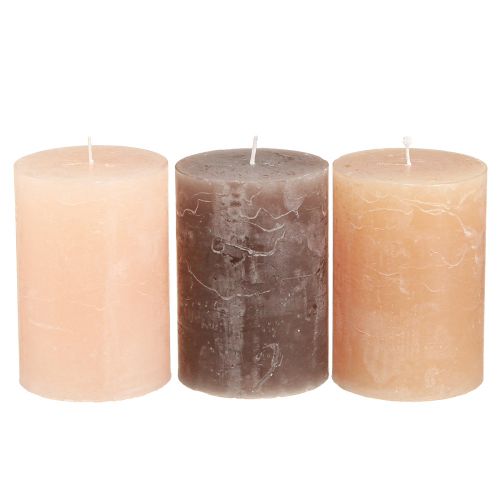 Velas de pilar velas marrones 3 colores 70x100mm 12uds