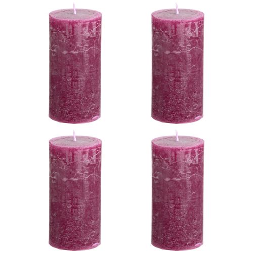 Artículo Velas de pilar lisas Velas Berry violeta 50×100cm 4 piezas