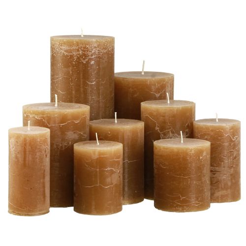 Floristik24 Velas de pilar color caramelo varios tamaños