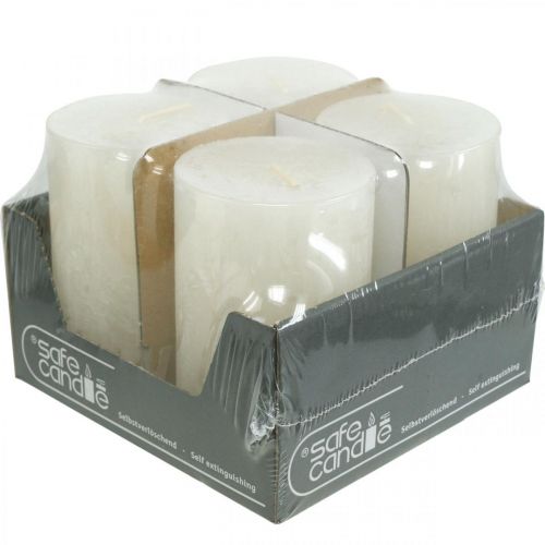 Artículo Velas de pilar Velas de Adviento rústicas lisas blanco 70/110mm 4 piezas