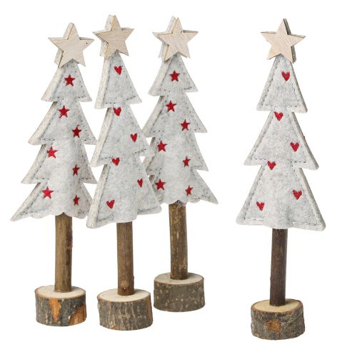 Floristik24 Decoración para árbol de Navidad fieltro estrella corazón beige rojo Al. 21 cm 4 piezas