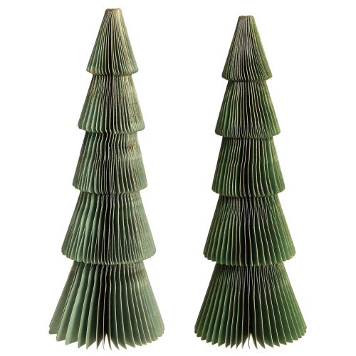 Artículo Árbol de Navidad papel alveolar Navidad verde dorado H30cm 2 piezas