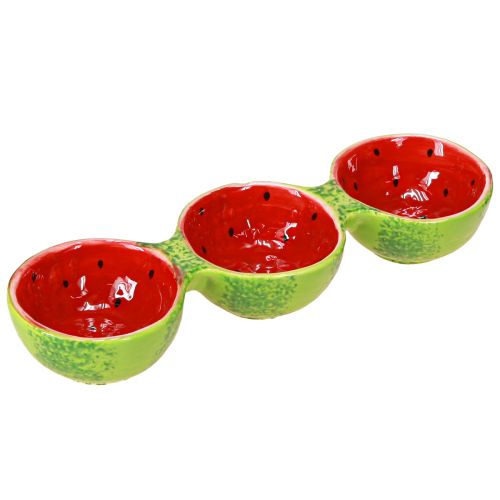Set 3 Cuencos para aperitivos con bandeja Motivo sandía 8,5x28cm