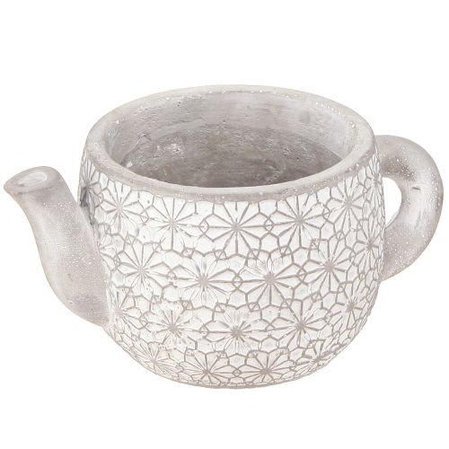 Floristik24 Macetero decorativo tetera de cerámica blanco lavado 16×10,5×8cm 3 piezas