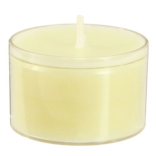 Artículo Luces de noche velas de té amarillo crema en recipiente de plástico 8 horas 50 piezas