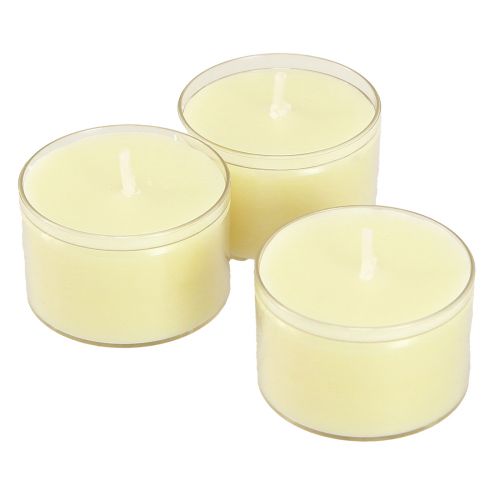 Floristik24 Luces de noche velas de té amarillo crema en recipiente de plástico 8 horas 50 piezas