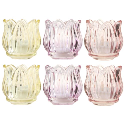 Artículo Candelita de cristal farolillo de flores de cristal 3 colores Ø7cm H7cm 6ud