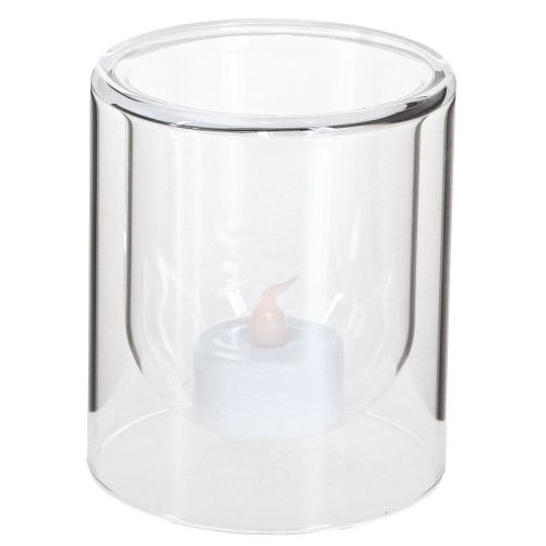 Artículo Portavelas de cristal redondo transparente, Ø8,5 cm, 4 unidades