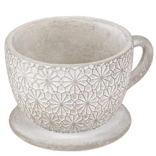 Taza de té decorativa de cerámica blanca lavada 12×10×8cm 3 piezas