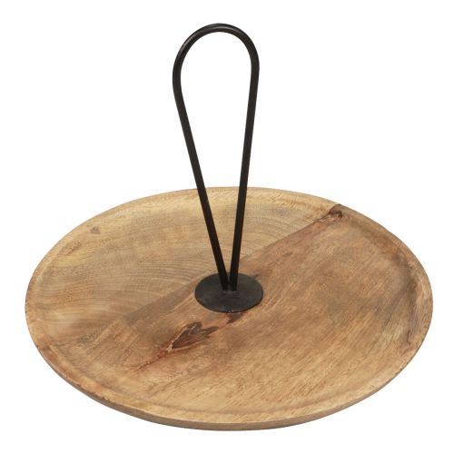 Floristik24 Bandeja decorativa de madera plato decorativo de madera con asa Ø30cm H24cm