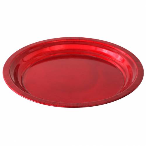 Artículo Plato decorativo fabricado en metal rojo con efecto vidriado Ø30cm