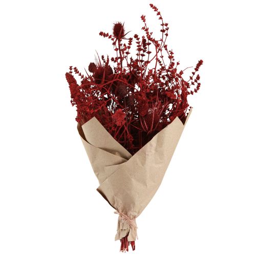 Artículo Ramo de flores secas decoración de cardo rojo vino 40cm 80g