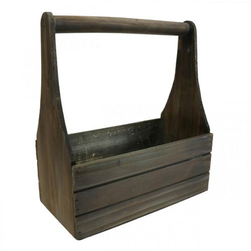 Jardinera de madera vintage con jardinera marrón 28×14×31cm